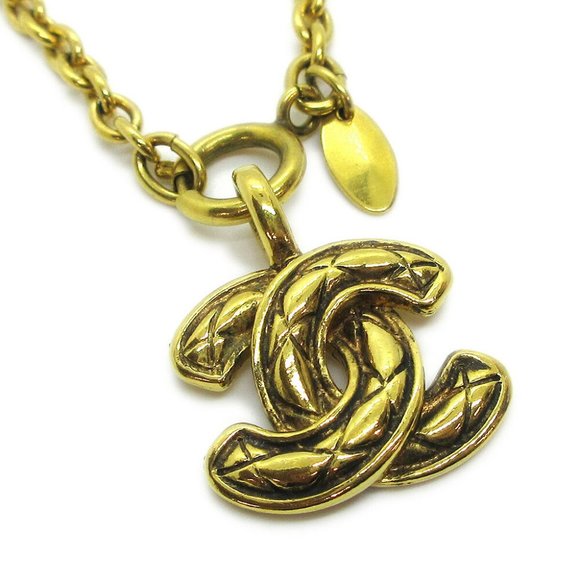 Authentic CHANEL CC Logos Charm Gold Chain Pendant Necklace Accessories - Picture 3 of 5